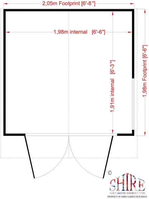 7 x 7 Shire Buckingham Summerhouse - Pressure Treated - floor plan