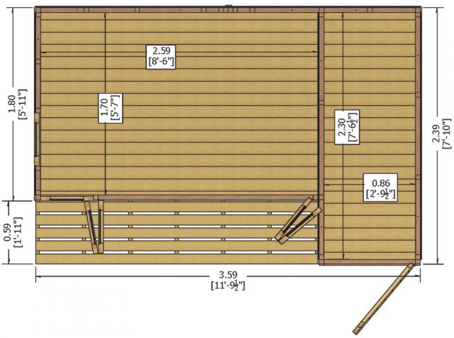 12x8 Shire Aster Summerhouse with Side Storage - floor plan