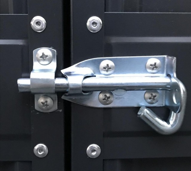 Door bolt on 8 x 3 Lotus Metal Triple Bin Store in Anthracite Grey
