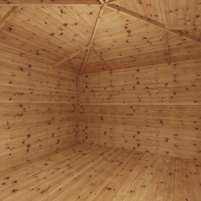 4m x4m Mercia Corner Log Cabin (28mm to 44mm Logs) - Internal Rear View