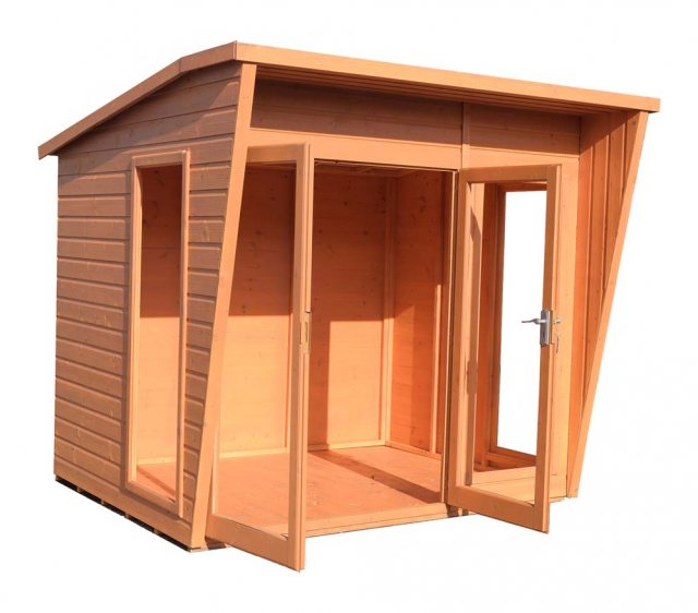 8 x 6 Shire Highclere Summerhouse - Doors open with angled view