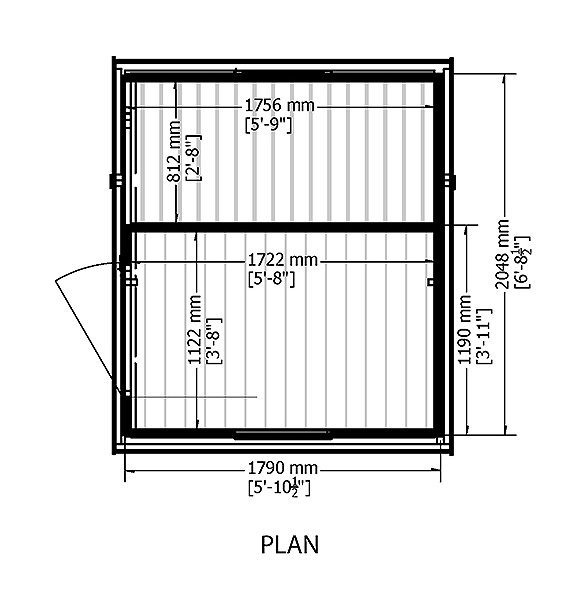 7 x 6 Shire Shed and Log Store floor plan