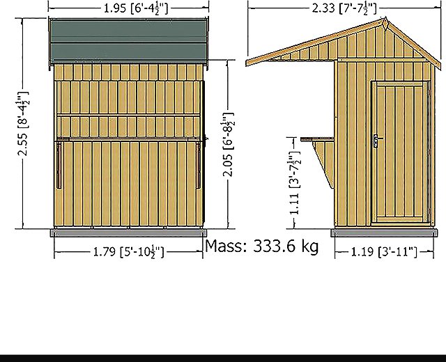 6 x 4 Shire Garden Bar and Store - external dimensions