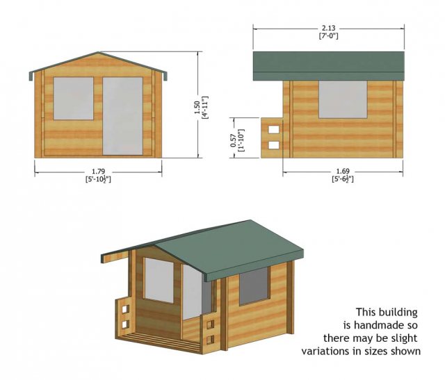 Shire Salcey Log Cabin Playhouse - Dimensions