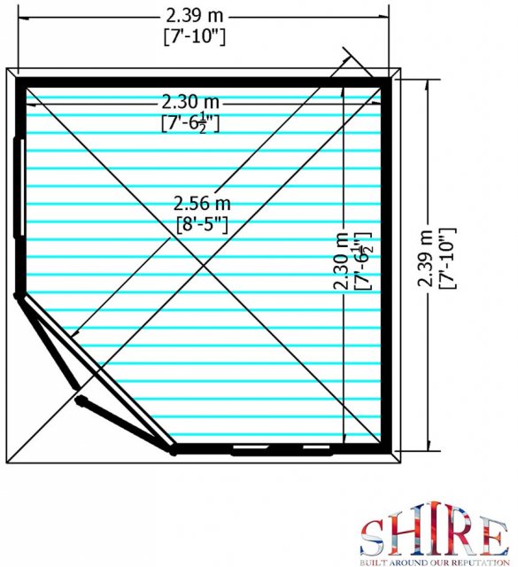8x8 Shire Larkspur Corner Summerhouse - Floor Plan