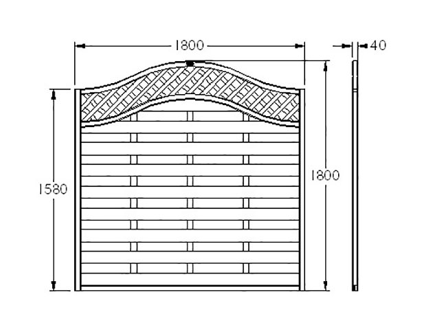 6ft High Forest Prague Fence Panels - Dimensions