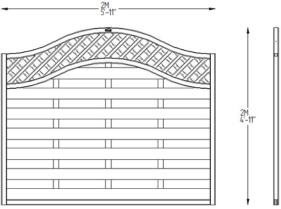 5ft High Forest Prague Fence Panels - Dimensions