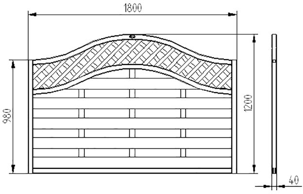 4ft High Forest Prague Fence Panels - Dimensions