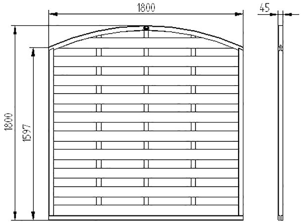 6ft High Forest Europa Domed Fence Panels - Dimensions