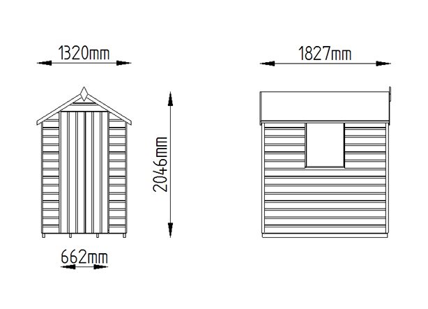 4x6 Forest Shiplap Shed - Dimensions