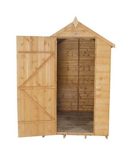 4x6 Forest Shiplap Shed - Front view, door open