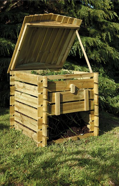 Forest Beehive Composter with Lid Open