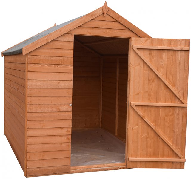 8 x 6 Shire Value Overlap Pressure Treated Shed - Windowless - Door Open
