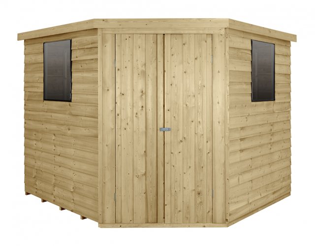 8x8 Forest Overlap Corner Shed - Front View