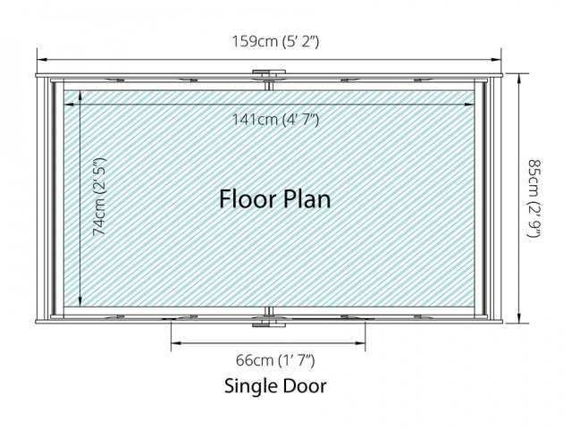 5 x 3 Mercia Overlap Apex Shed - Windowless - floor plan