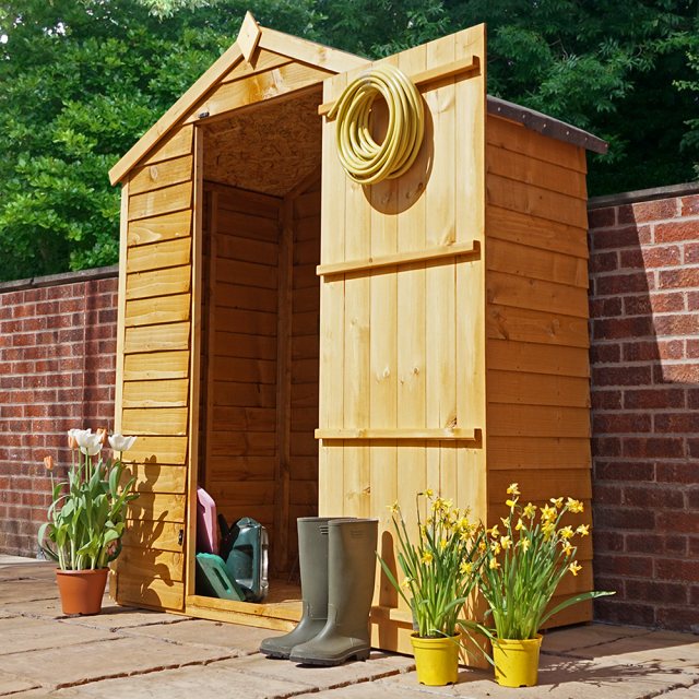 5 x 3 Mercia Overlap Apex Shed - Windowless - angled with door open