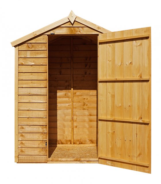 5 x 3 Mercia Overlap Apex Shed - Windowless - front view isolated with door open