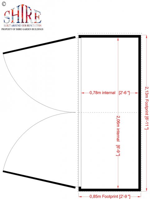 7 x 3 (2.13m x 0.85m) Shire Overlap Bike Store (No Floor) - floor plan