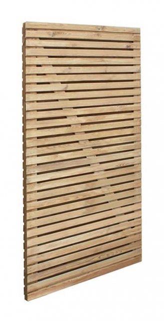 6ft High Forest Contemporary Double-Sided Slatted Gate - Angled view