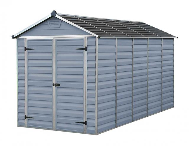 6x12 Palram Skylight Plastic Apex Shed - Grey - isolated view