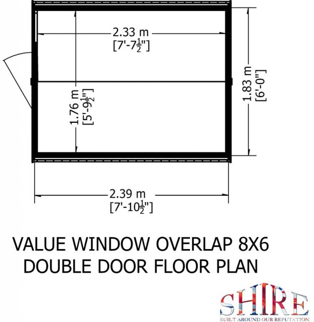 8 x 6 Shire Value Overlap Shed - Floor Plan