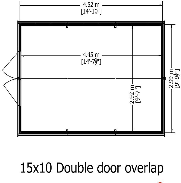 Shire 15 x 10 Overlap Workshop Shed - Windowless - Base diagram
