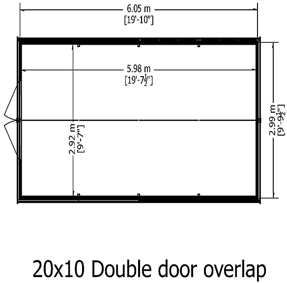 Shire 20 x 10 Overlap Workshop Shed - Windowless - Base diagram