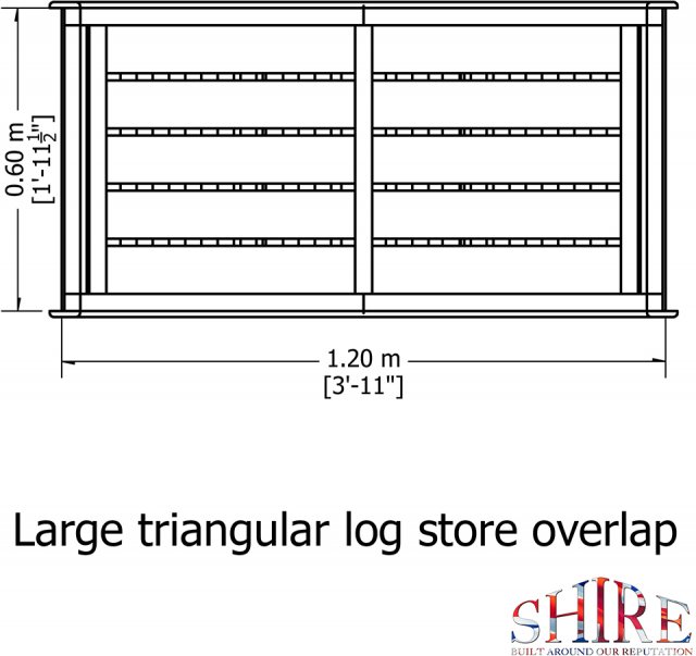 4x2 Shire Large Triangular Log Store - Pressure Treated - diagram side elevation