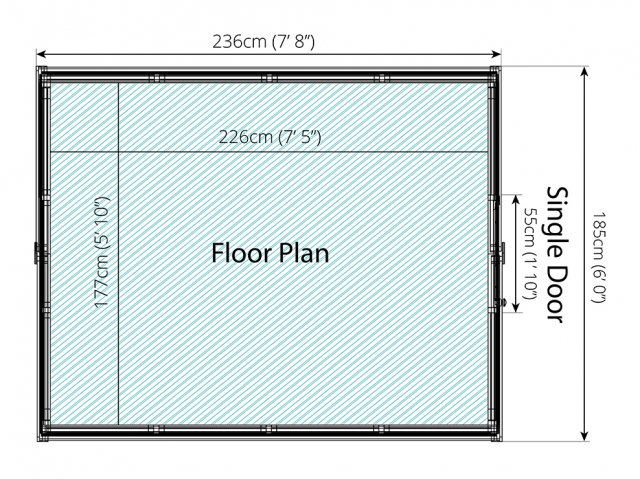 8 x 6 Mercia Traditional Greenhouse - floor plan