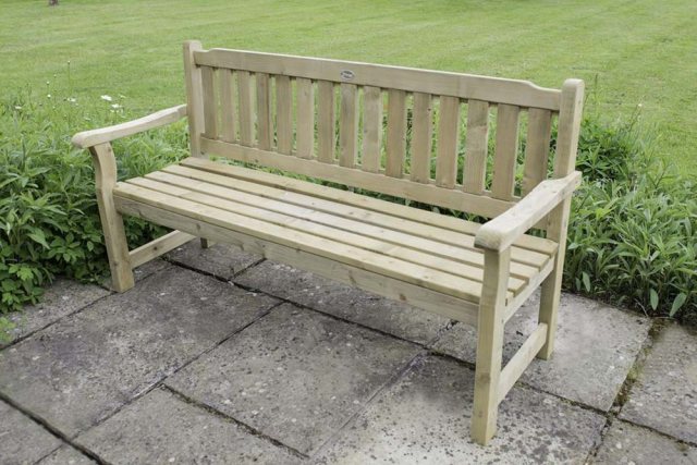 Forest Rosedene 5ft Bench - Pressure Treated - on paved area