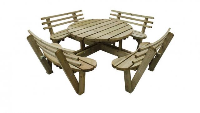 Forest Circular Picnic Table with Seat Backs - 8 Seater - isolated view
