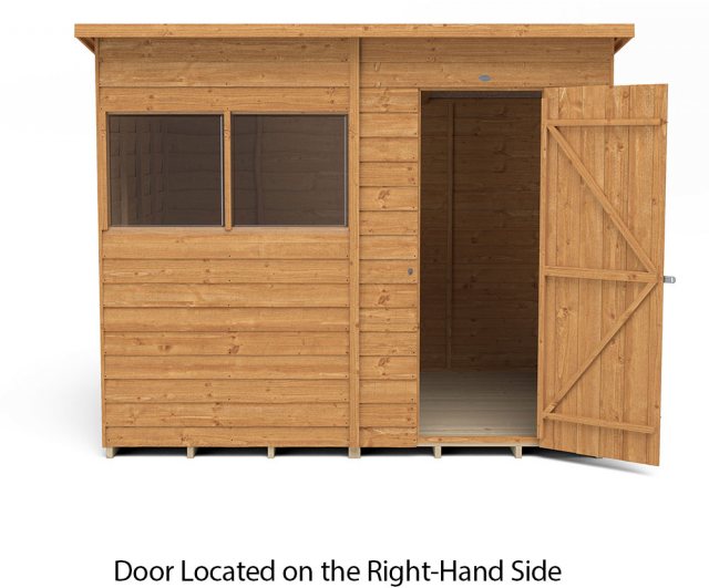 8x6 Forest Overlap Pent Garden Shed - door located on the right-hand side