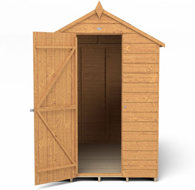 7x5 Forest Overlap Apex Garden Shed -  isolated with door located on the left hand side