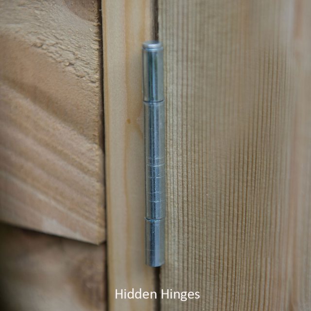 7x5 Forest Overlap Pent Shed - Pressure Treated - hidden door hinges