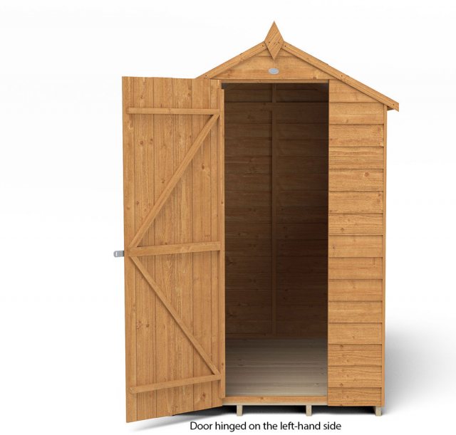 6 x 4 Forest Overlap Apex Garden Shed - isolated with door hinged on the left hand side