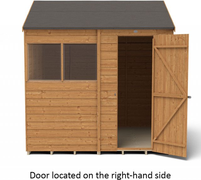 8x6 forest Overlap Reverse Apex Shed - door located on the right hand side