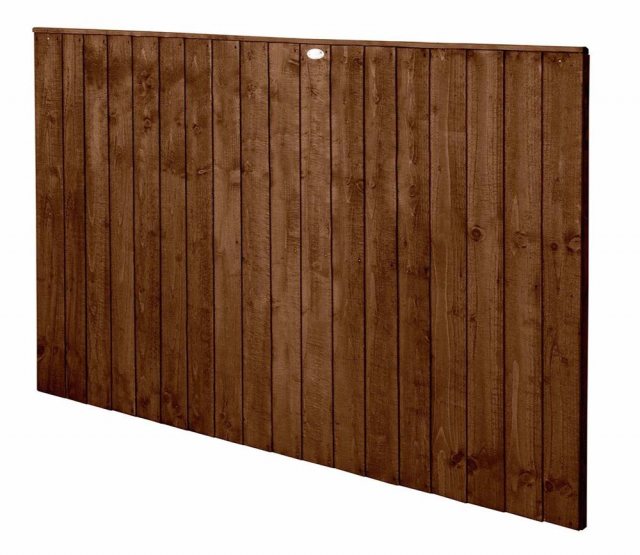 4ft High Forest Featheredge Fence Panel - Brown Pressure Treated - Isolated Angled View
