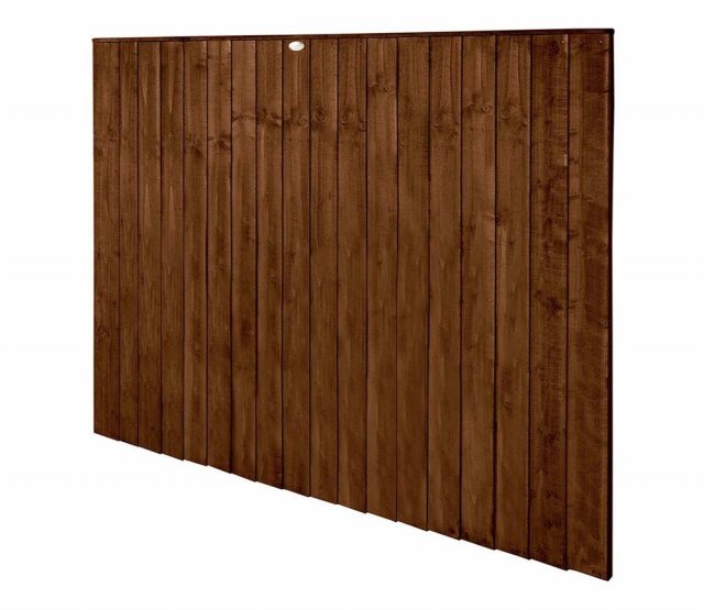 5ft High Forest Featheredge Fence Panel - Brown Pressure Treated - Isolated Angled View