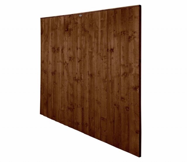 6ft High Forest Featheredge Fence Panel - Brown Pressure Treated - Isolated Angled View