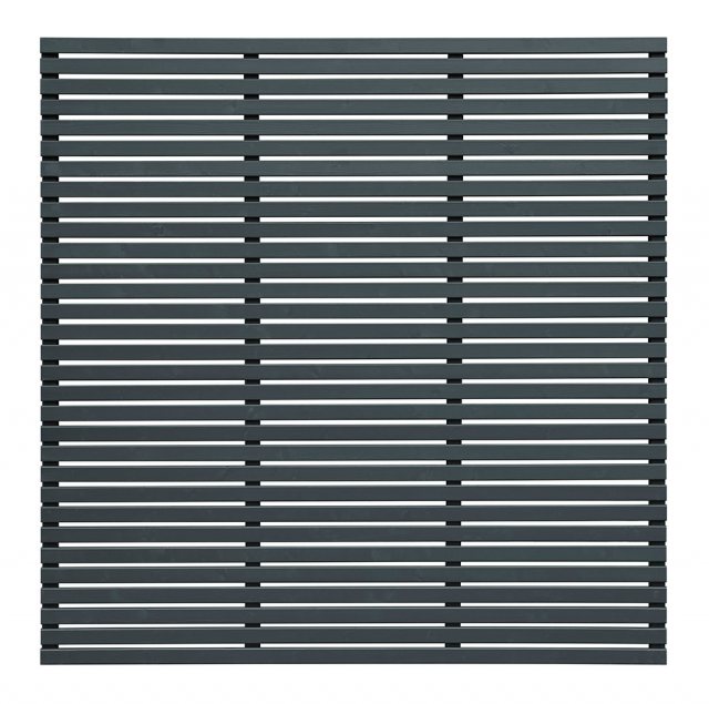 6ft High (1800mm) Forest Slatted Fence Panel - Anthracite Grey - Isolated front elevation