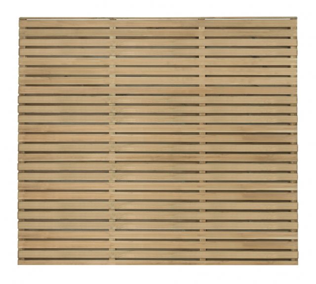 5ft High Forest Double Slatted Fence Panel - Pressure Treated - isolated front view