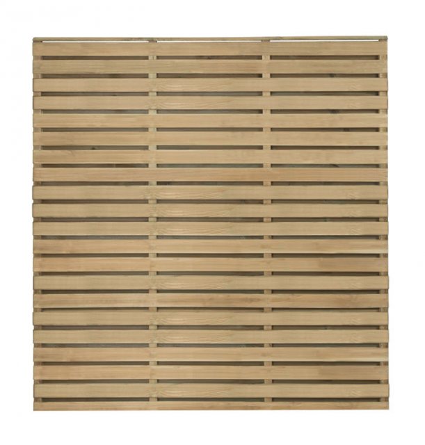 4ft High Forest Double Slatted Fence Panel - Pressure Treated - isolated front view