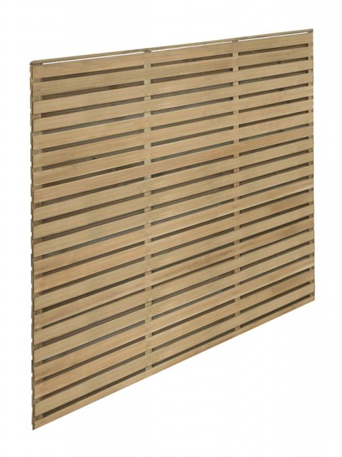 4ft High Forest Double Slatted Fence Panel - Pressure Treated - isolated angled view