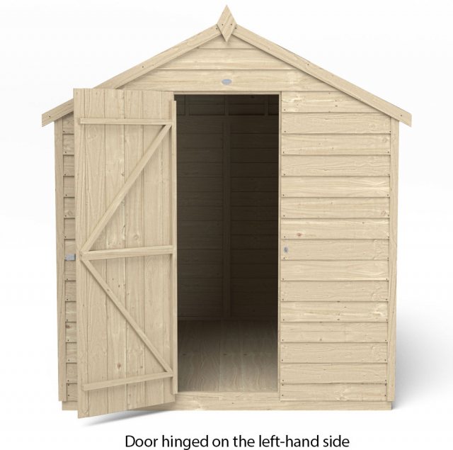 8x6 Forest Overlap Shed - Windowless - Pressure Treated - isolated with door hinged on the left hand