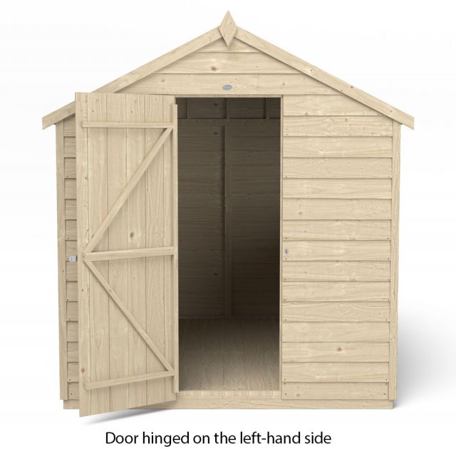 8x6 Forest Overlap Shed - Pressure Treated - isolated with door hinged on the left hand side