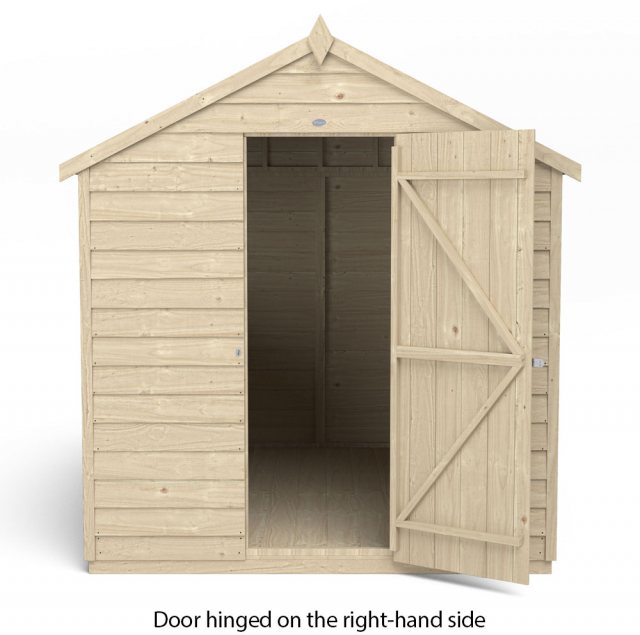 8x6 Forest Overlap Shed - Pressure Treated - isolated with door hinged on the right hand side