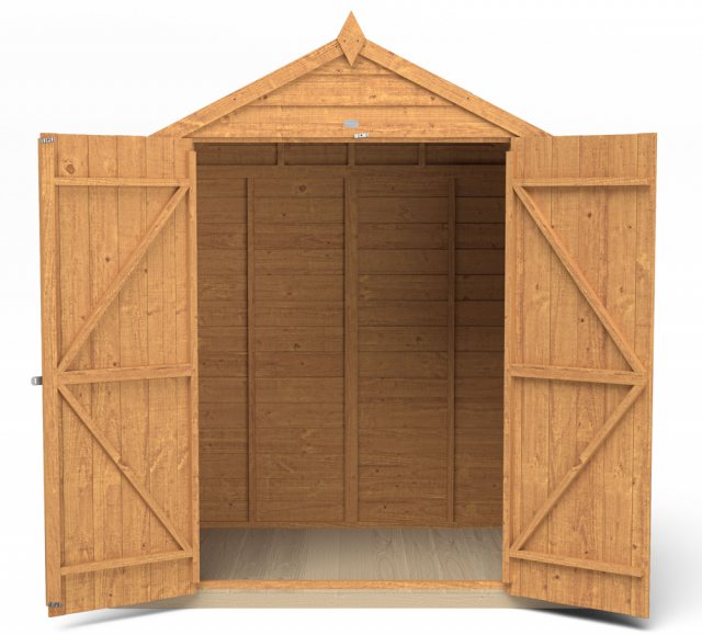 4x6 Forest Overlap Shed - Windowless - isolated front angle with double doors open