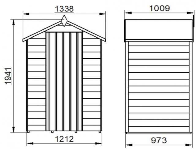 4x3 Forest Overlap Windowless Shed - dimensions