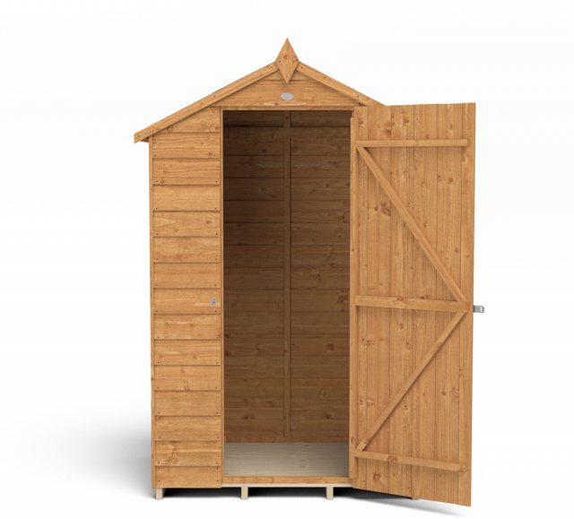 4x3 Forest Overlap Windowless Shed - isolated with door open, hung on right