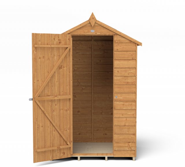 4x3 Forest Overlap Windowless Shed - isolated with door open, hung on left